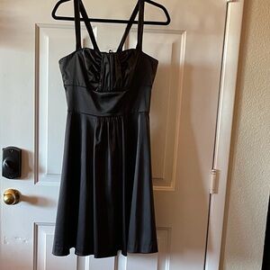 White House Black Market Black Satin A-Line Strappy Dress